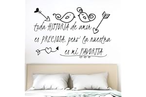Docliick® Frase motivadora vinilo habitación "TODA HISTORIA DE AMOR" Vinilos decorativos frases .Pegatina de pared, Vinilos pared frases decorativas modelo Docliick DC-18043 (120x85cm)