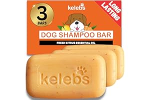 KELEBS Champu Perro Sólido | Elimina Olores | Desodorante Natural | Jabón Bio Refrescante Antiolor | Perros Malolientes | Alergias | Aceites Esenciales de Cítricos y Avena Biodegradable 3 Piezas