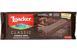Loacker Classic Double Choc, Fragranti Strati di Wafer al Cacao Pregiato Farciti con Crema al Cacao e Cioccolato, 1 Confezione da 175g