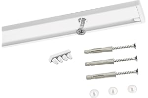 Deco-Raum Curtain Rail Made to Measure Aluminium 1-Track Pre-Drilled Curtain Rail Ceiling Mounting for Sliding Curtain Curtains with Mounting Material White 260 cm Split Minimal