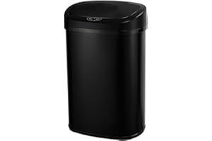 KITCHEN MOVE Poubelle de cuisine automatique 58L MAJESTIC grande capacité noir mat en acier INOX avec cerclage