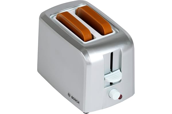 Theo Klein 9210 Bosch brödrost med mekanisk rostningsfunktion I Innehåller 2 skivor leksaksbröd I Mått: 15 cm x 12 cm x 10,5 cm I Leksaker för barn från 3 år och äldre