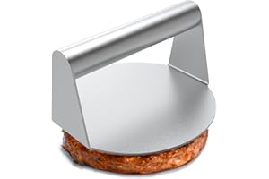 JENNY FRIDA Stainless Steel Burger Press, 5.5 Inch Round Smasher, Non-Stick Smooth Hamburger Press Flat Bottom Without Ridges, Bacon Grill Perfect for Top Griddle Cooking