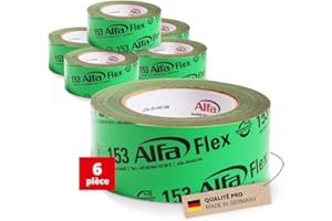 153 ALFA «Flex» - Ruban adhésif flexible haute performance, 6 pièces, 50 mm x 25 m (150 mètres) pour pare-vapeur, freins vapeur et membranes de toiture, ultra fixant et ultra flexible