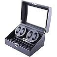 DUKWIN Automatic Watch Winder, Watch Winders with 4 Winder Positions and 6 Display Storage Spaces with Quiet JapMotor Powered by Battery or AC Adapter for Men and Women Watches (British Plug)