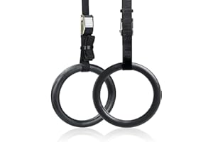 UHOUSEST Gymnastikringe 2er Set, Gymnastikringe mit verstellbaren Gurten, Fitness Ringe Home Gym Equipment Set, Krafttraining, Mattschwarz