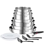 Tefal Ingenio Preference ON 4-delige pannenset, ruimtebesparend, stapelbaar, afneembare handgreep, roestvrij staal, veelzijdig, geschikt voor alle warmtebronnen incl. inductie, L898S334