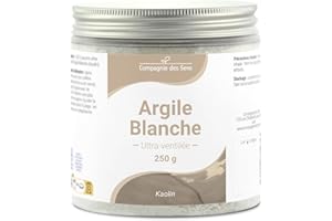 LA COMPAGNIE DES SENS Argile Blanche Kaolinite - Poudre ultra-ventilée - 250g - Argile Brute 100% naturelle, qualité Premium - Pour la cosmétique maison