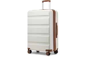 Kono Lightweight 28" Large Suitcase | Hard Shell with TSA Lock | 4 Dual Spinner Wheels | Expandable Design for Easy Travel | Perfect for Business & Vacation (Cream White,75x47.5x29.5cm)