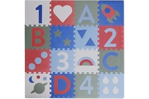 Kindsgut Spielmatte für den Boden aus Puzzleteilen, Perfekt zum Krabbeln, Toben und Spielen, Zahlen Lernen, schöne Motive und dezente Farben, Bodenmatte, Aron