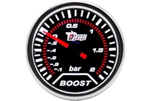 ETOPARS Universelle Auto Ladedruckanzeige 2Zoll 52mm Auto Turbo Boost Messgerät Bar Boost Zeiger Anzeige Weiß Lichtanzeige Boost Instrument Rauchtönung Len