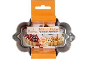 Decora 0075054 Stampo Crostata con Fondo Mobile da 7,5 X 11,5 X 3 H Cm, in Acciaio Antiaderente, Ovale, per sformare Dolci facilmente, Design Professionale Registrato, Brevettato