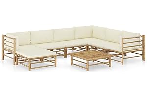 Festnight Gartenlounge Loungemöbel Terrasse Gartenmöbel Set Bambus Garten Lounge Sofa Outdoor Couch Set Sitzgruppe Garten Sofagarnitur Terassenmöbel 8-TLG