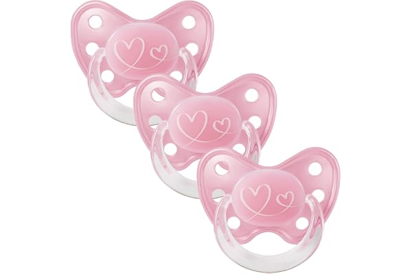 Dentistar Set de 3 Tétines Orthodontiques en Silicone – Taille 3, dès 14 mois – La sucette pour bébé évite le désalignement des dents – Fabriqué en Allemagne – Sans BPA –Coeur, Rose