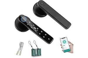 TEKXDD Cerradura Inteligente de Huellas Dactilares,5 en 1 Cerradura Electronica,Tuya App,IC Card, Huellas Dactilares,Contraseña Digital,Llave Mecánica