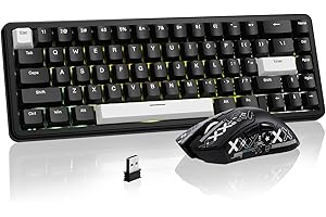 ATTACK SHARK Rapid Trigger Gaming Keyboard & Mouse Combo, X65 HE Wired Magnetic Switch Keyboard and R1 Wireless 59g Superlight Mouse w/Anti-Slip Grip (8000Hz, RGB, 18000DPI, 65hrs Battery)-Black