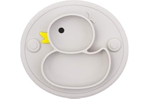 Qshare Baby Suction Plate, Toddler Silicone Divided Non Slip Placemat, Fit for High Chair Tray, BPA-Free Dishwasher & Microwave Safe Kid Travel Portable Feeding Plate, Best Baby Gift 22 * 20 * 2.5cm