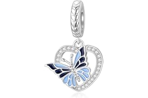 LANBEIDE Charmsy z motylami do bransoletek Pandora, srebro wysokiej próby 925, zawieszki ze zwierzęcymi charmsami, prezenty dla kobiet i dziewcząt, Srebro szterlingowe