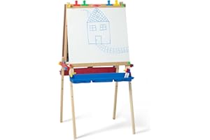 Melissa & Doug Holz Staffelei für Kinder Bastelset | Malstaffelei für Kleinkinder zum Basteln für Kinder im Alter 3-6 J. | Whiteboard & Tafel für Kinder | Trockenlösch- und Kreidetafeln für Kinder