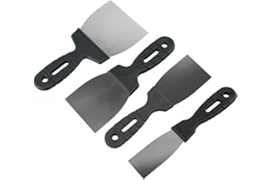 Toolty Couteau à enduire en acier inoxydable, couteau à mastic flexible, grattoir pour cloison sèche, spatule de finition – Lot de 40, 60, 80, 100 mm – DIY – TLTY-S006