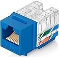 Everest 90° Angled RJ45 Cat6 Keystone Jacks 20-Pack in Blue - Slim Profile Female RJ45 Connectors - Cat 6 Keystone Jack - Compatible with 90° Angled Speed Termination Tool - easyJACK (B094WB91H3)