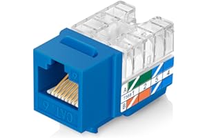 Everest Media Solutions 90° Angled CAT6/5e Keystone Jack in Blue - Slim Profile RJ45 Ethernet Connector - Compatible with 90° Angled Speed Termination Tool - easyJACK (B094WB91H3) - 20-Pack