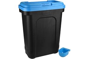 Elito Home & Garden® Dry Pet Food Storage Container | Top Flip Bin Lid with Scoop | 30L /15 KG Dog Cat Animal 15kg Pet Food Container (Blue)