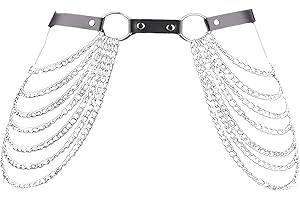 JOCXZI Punk Waist Chains Gothic Black Leather - Punk Leather Body Chain Black Layered Chains Multilayer Waist Chains Night Club Body Accessories Jewellery for Women and Girls