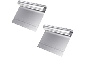 HZZXCH 3Pcs Dough Scraper, Stainless Steel Cake Scraper, Pastry Scraper with Handle and Measuring Scale, Kitchen Scraper, Food Scraper,Dough Cutter for Pizza, Pastry, Bread Baking, Cake Decoration