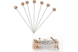 WedDecor 100pcs Rose Gold Quilting Pins with Round Pearl Heads - Round Head Pins for Sewing, Scarf Making, Hijab and Fabric Covers - Ideal for Dressmaking, DIY Art, Craft, and Flower Decoration