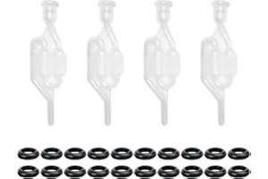 ASFINS Gorgogliatore Vino, 4 Pezzi Gorgogliatore Fermentazione Airlocks e 20 Pezzi Silicone Gommino, per Produrre Birra Vino Sottaceti Kimchi Conservare Fermentare Crauti, 10mm (Coperchio Bianco)