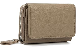 CHAOFANXI Trifold portfel damski, skórzany mały portfel dla kobiet, portfel damski, mały portfel z 6 przegródkami na karty, 1 przegródka na banknoty i 1 przegródka na monety, herbata mleczna, brązowy,