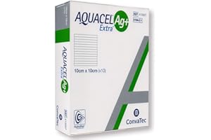 Aquacel Ag+ Extra, garze di medicazione quadrate per ferite, 10 x 10 cm
