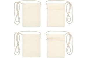 Teaaha Kinder Taschen Zum Bemalen, 4 Stück DIY Stoffbeutel Zum Bemalen, 17 X 13 cm, Kreative Umhängetaschen Für Kinder, Ideal Für Schule, Party, Geburtstagsgeschenke, Beige Baumwolltaschen