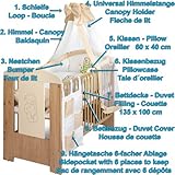 BÄR Beige Babyzimmer Möbel Komplettset mit Kinderbett 120×60 Wickelkommode 9 teiligen Bettwäsche Set creme weiss - 5
