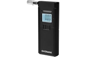 OVERMAX AD-05 Alkomat Professional, czujnik elektrochemiczny, kalibracja, czas reakcji 5 s, zakres od 0,00 ‰ do 2,00 ‰, 3 ustniki w zestawie, zasilanie z 2 bateriami AAA
