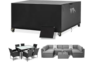 Astis Funda para Muebles de Jardín, Funda Protectora Muebles de Jardín, Tela Oxford 420D, Anti Viento, Anti UV Funda Protectora Mesa Exterior con Salidas de Aire Mesa Exterior (170*94*70cm)