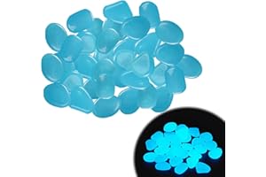 MsTeco 100 Stück Leuchtsteine Steine Fluoreszierende Steine Leuchtsteine Groß Kieselsteine Dekosteine Garten Blau Ziersteine für Gehwege, Kinderzimmer, Balkon