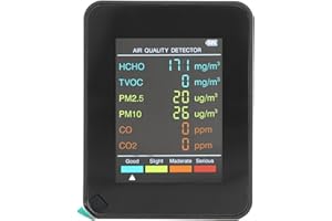 PLYISTY Monitor della qualità Dell'aria, CO2 TVOC HCHO PM2.5 PM10 Tester della qualità Dell'aria Interna per la Casa, con LCD Retroilluminato, Ricaricabile Tramite USB (BLACK)