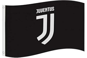 Bandera oficial de la Juventus grande en blanco y negro (152 x 91 cm)