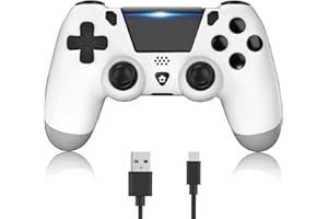 YUYIU 【Aggiornamento Wireless Controller per Ps4 Remote Plays-tation 4/Slim/Pro/PC, Controllori con Doppio Vibrazione Shock Speaker, Jack per Cuffie Touch Pad Six Axis Motion Control (Bianco)
