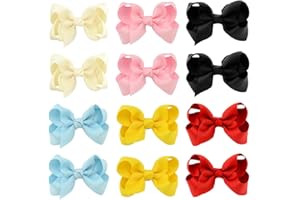 EBHO 12 Stück 8 cm Haarspangen Baby, Haarschleifen Mädchen, Schleifen Für Mädchen Krokodilklemmen, Krokodilklemmen Haare Haarschleife