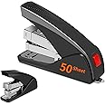 Effortless Desktop Stapler - 50 Sheet One Finger Touch, Ergonomic Heavy Duty Office, Built-in Staple Remover, 85% Easier Stapling, No Effort, Jam Resistant, Easy Load