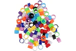 JEYORZY 100 pcs Anillos para Canarios - 8mm Anillos Plásticos del Clip de Pierna, Bandas de Patas en Plástico - Juguetes y Encantos para Aves y Pollos - Anillo de Pie para Canarias, Color aleatorio