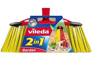 Vileda Balai d'extérieur 2 en 1 Garden, avec Deux Types de Fibres, pour Jardin, Galets, Fibre Pet recyclée, 17 x 37,5 x 5,5 cm, 386 g