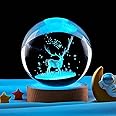 GITGRNTH 3D Crystal Ball Lamp with 16 Colors Changing LED Wooden Base - Solar System Night Light, 3D Crystal Ball, Galaxy Lamp Ball, Galaxy Crystal Ball Light Lamp with USB Powered (16 Color Deer)