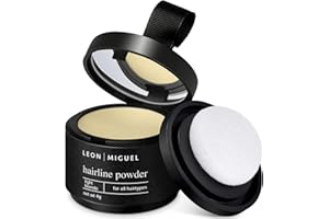 ‎LEON MIGUEL LEON MIGUEL Ansatzpuder - Hairline Powder als wasserfesten Haar Concealer zum Ansatz kaschieren für Frauen und Männer, unsichtbares Haar Make-up zur Haarverdichtung - 4g | Hellblond