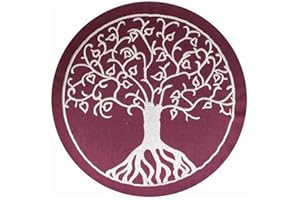 MAYLOW YOGA MIT HERZ Cojín de meditación Maylow con bordado del árbol de la vida, 33 x 15 cm, relleno de espelta, funda y relleno 100 % algodón, color morado, tamaño 15