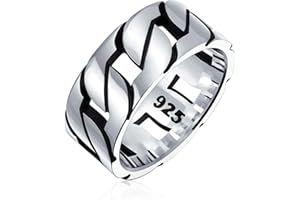 BLING JEWELRY Les Motards Bijoux Pour Hommes Bague Émaillons En Chaîne Pour Hommes Gothique Tribal Argent Sterling .925 Massif Fait La Main En Turquie