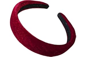 2.5cm Burgundy Lightly Padded Plush Short Pile Velvet Headband Alice Band Hair Band for Women Girls by Glitz4Girlz